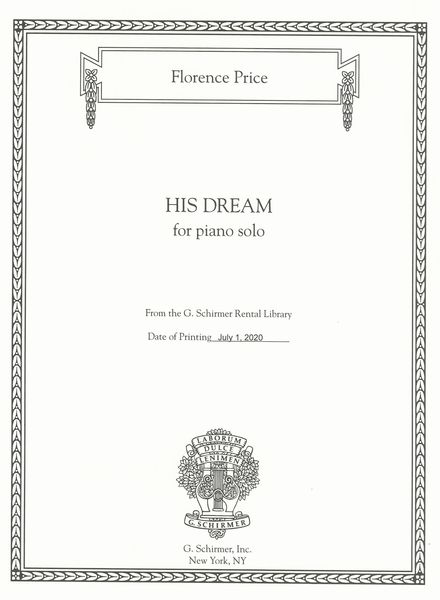 His Dream : For Piano Solo / edited by John Michael Cooper.