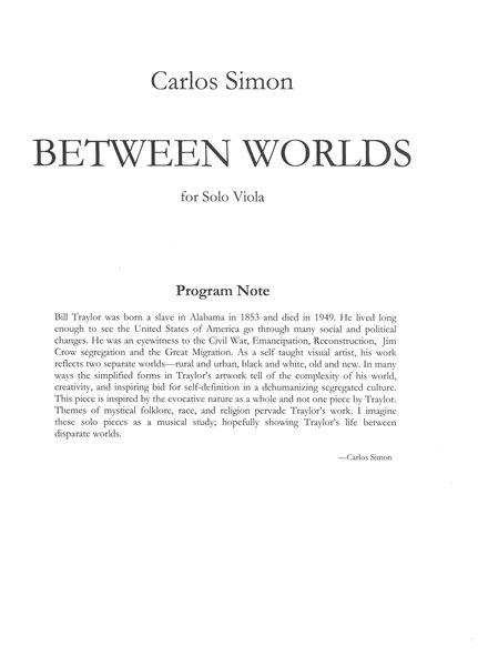Between Worlds : For Solo Viola.
