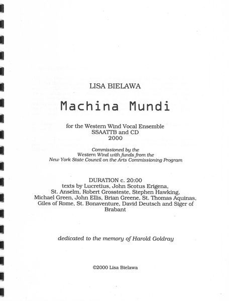 Machina Mundi : For Six Voices and Digital Audio (2000) [Download].