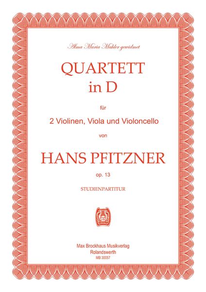 Quartett In D, Op. 13 : For 2 Violinen, Viola und Violoncello.