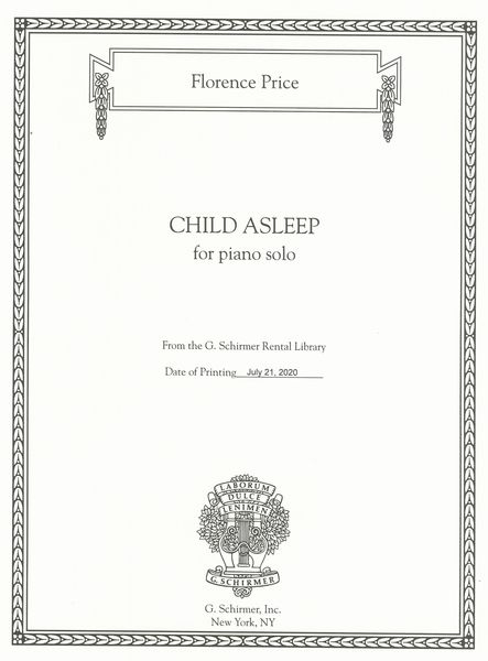 Child Asleep : For Piano Solo (1932) / edited by John Michael Cooper.
