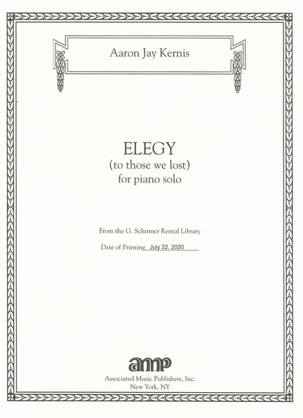 Elegy (To Those We Lost) : For Piano Solo (2020).