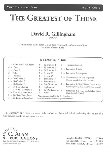 Greatest of These : For Concert Band.