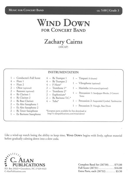 Wind Down : For Concert Band.