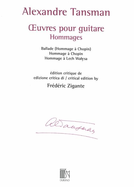 Oeuvres Pour Guitare : Hommages / edited by Frédéric Zigante.