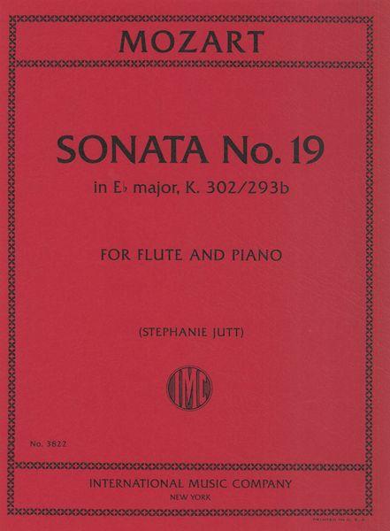 Sonata No. 19 In E Flat Major, K. 302/293b : For Flute and Piano / arranged by Stephanie Jutt.