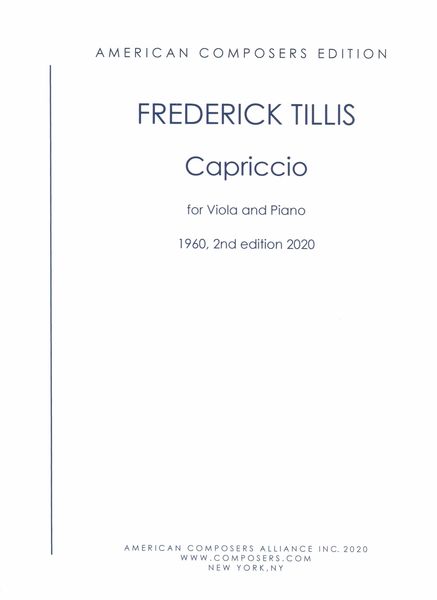 Capriccio : For Viola and Piano (1960) - 2nd Edition 2020.