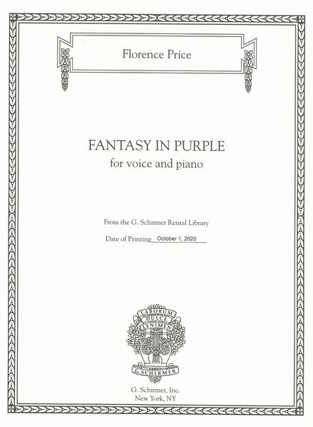 Fantasy In Purple : For Voice and Piano.