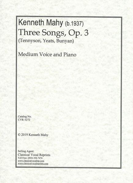 Three Songs, Op. 3 : For Medium Voice and Piano.