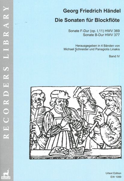 Sonaten Für Blockenflöte, Band 4 / edited by Michael Schneider and Panagiotis Linakis.