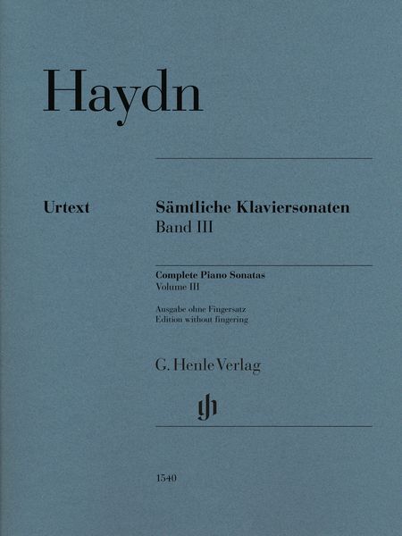 Sämtliche Klaviersonaten = Complete Piano Sonatas, Vol. 3 - Edition Without Fingering.