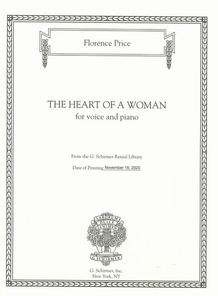 The Heart of A Woman : For Voice and Piano / edited by John Michael Cooper.