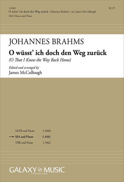 O Wuust' Ich Doch Den Weg Zuruck : For SSA and Piano / arr. James McCullough [Download].