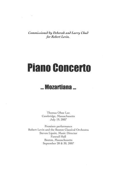 Piano Concerto - Mozartiana, Op. 118 : For Piano and Orchestra (2007).