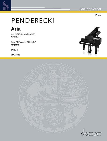 Aria From Three Pieces In Old Style : For Piano / arranged by Tim Alhoff (2020).