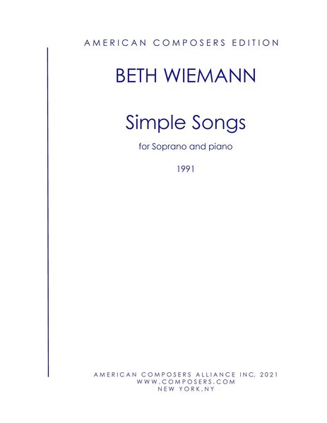 Simple Songs : For Soprano and Piano (1991).
