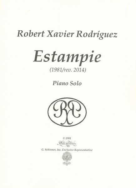 Estampie : For Piano Solo (1981, Rev. 2014).
