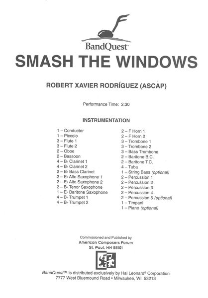 Smash The Windows : For Concert Band.