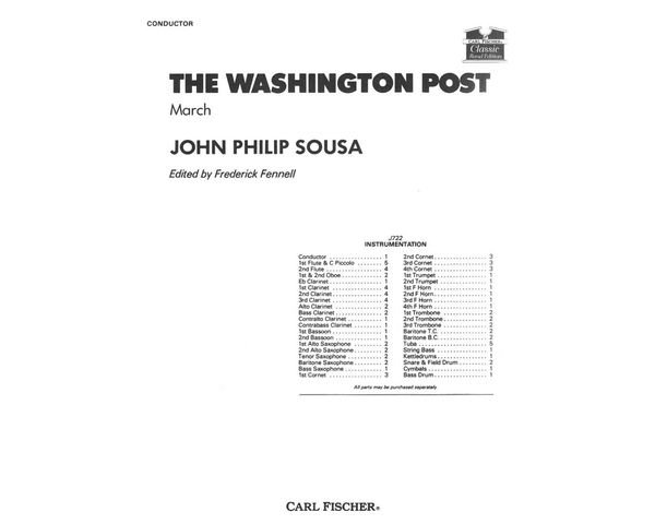 Washington Post March : For Concert Band / arranged by Frederick Fennell.