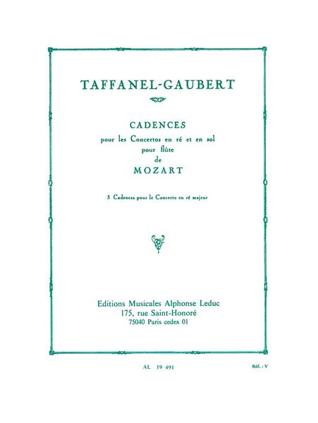 Cadenzas For Mozart Concerto Kv 314 : For Flute.