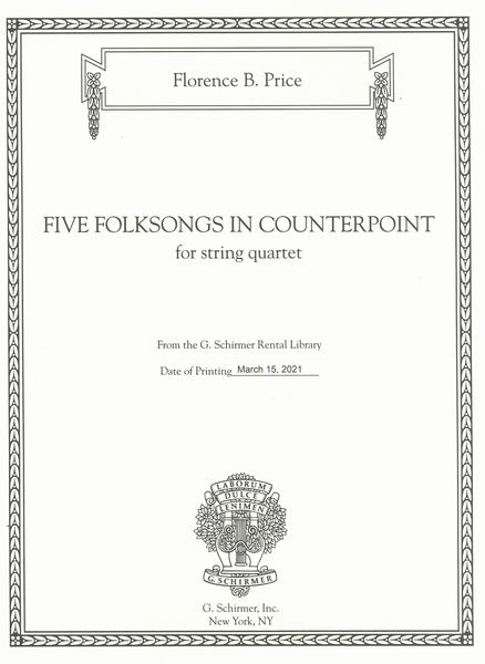 Five Folksongs In Counterpoint : For String Quartet.