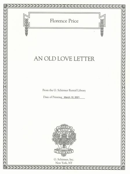 Old Love Letter : For Piano Solo / edited by John Michael Cooper.