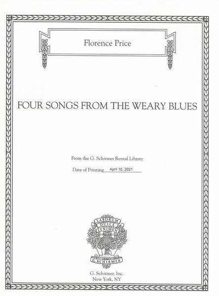 Four Songs From The Weary Blues : For Voice and Piano / Texts by Langston Hughes.