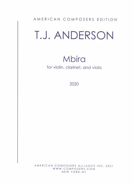 Mbira : For Violin, Clarinet and Viola (2020).