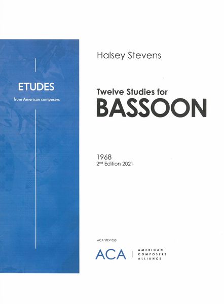 Twelve Studies : For Bassoon (1968, 2nd Edition 2021).
