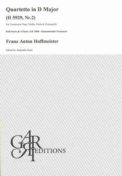 Quartetto In D Major, H 5929, Nr. 2 : For Transverse Flute, Violin, Viola and Violoncello.