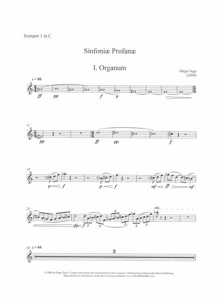 Sinfoniæ Profanæ : For Organ and Brass Quintet (2009).