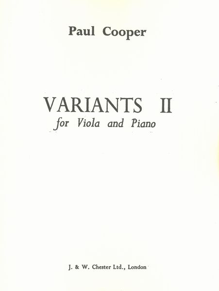 Variants II : For Viola and Piano.