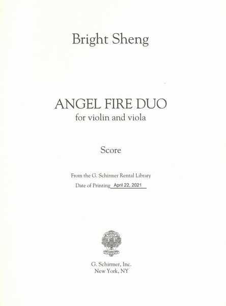 Angel Fire Duo : For Violin and Viola (2014).