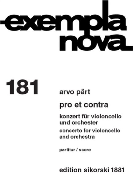 Pro Et Contra : Konzert Für Violoncello und Orchester.