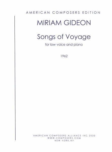 Songs of Voyage : For Low Voice and Piano (1962).