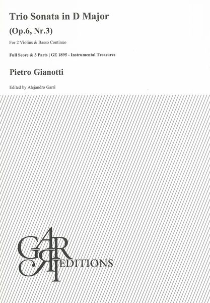 Trio Sonata In D Major, Op. 6 Nr. 3 : For 2 Violins and Basso Continuo / Ed. Alejandro Garri.