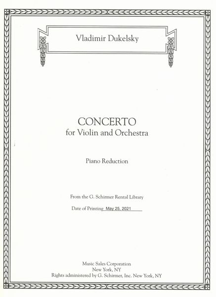 Concerto : For Violin and Orchestra / Violin Part edited by Ruth Posselt.
