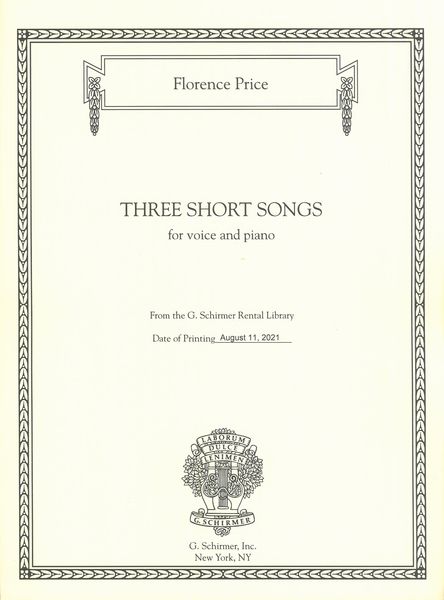 Three Short Songs : For Voice and Piano.
