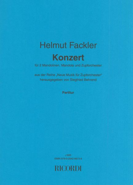 Konzert : Für 2 Mandolinen, Mandola und Zupforchester.