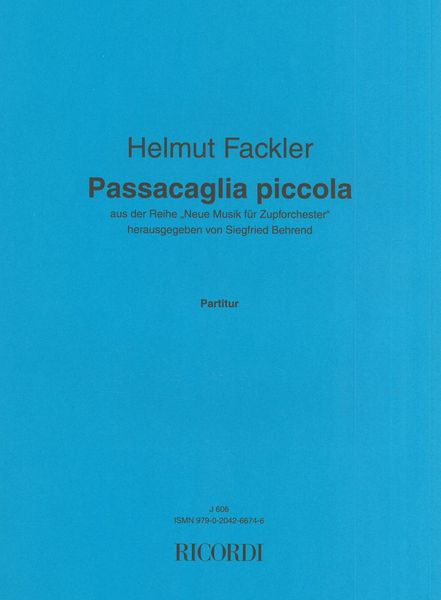 Passacaglia Piccola : Für Zupforchester.