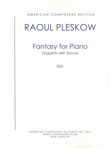 Fantasy For Piano (Soggetto Dell' Epoca) (2021).