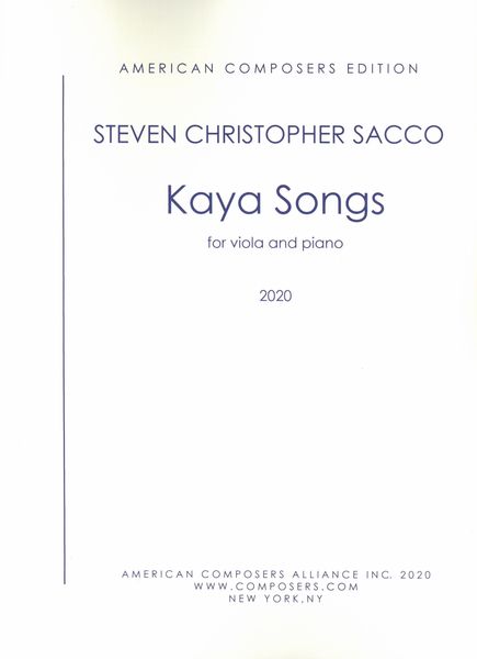 Kaya Songs : For Viola and Piano (2020).