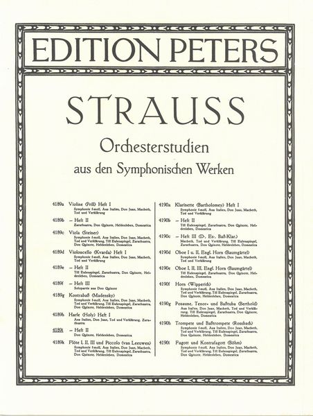 Orchestral Studies From Symphonic Works, Vol. 2 : For Harp / Ed. by Alfred Holy.