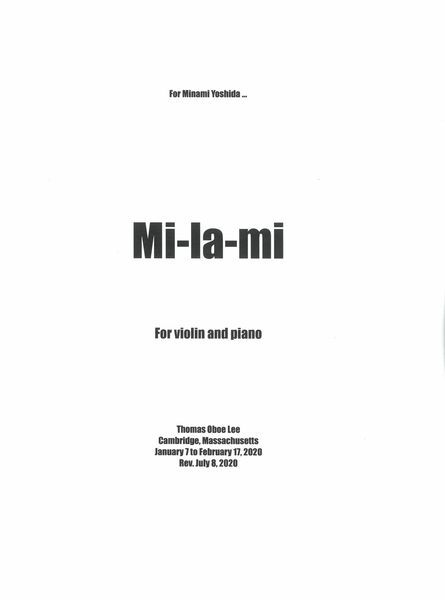 Mi-La-Mi : For Violin and Piano (2020) [Download].