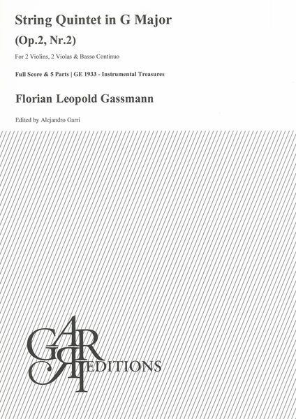 String Quintet In G Major, Op. 2 Nr. 2 : For 2 Violins, 2 Violas and Basso Continuo.