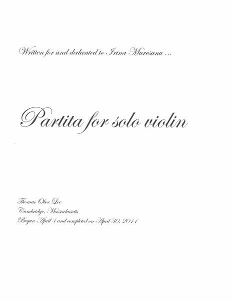 Partita : For Solo Violin (2011) [Download].