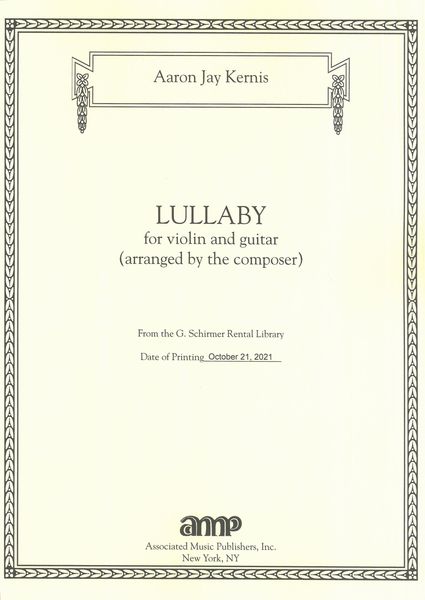 Lullaby : For Violin and Guitar / arranged by The Composer.