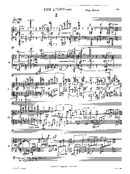 Five Etudes : For Solo Piano (1985).