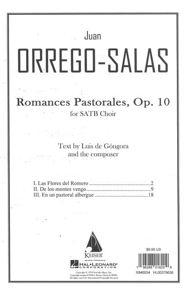 Romances Pastorales, Op. 10 : For SATB Choir.