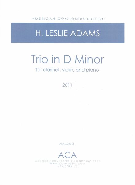 Trio In D Minor : For Clarinet, Violin and Piano (2011).